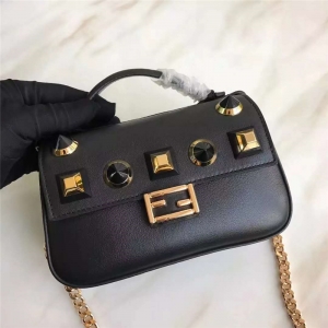 FENDI 1765 17�¿�СţƤ��ɫí���� ˫MICRO BAGUETTE  ˫F�������� ��ɫ�ڽ�í��