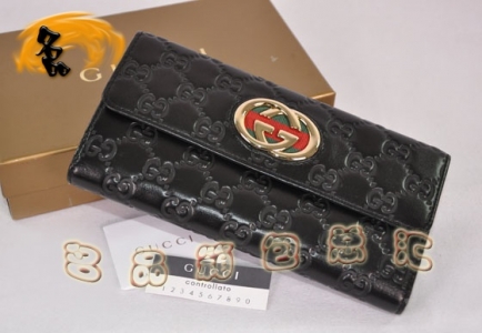 162360 һ��һƷ�� GucciǮ�� Gucci����ţƤ˫Gѹ��ʱ��Ůʿ����Ǯ�� ��ɫ