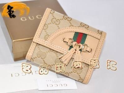 220155 ����Ǯ�� Gucci˫G��������ʱ��ŮʿǮ�� Gucci�̿�Ǯ�� һ��һƷ�� ��ɫ