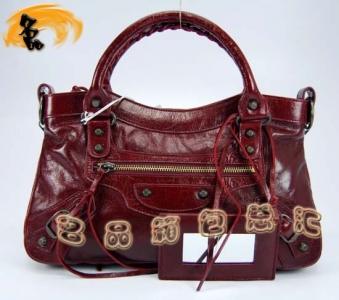 103208  �������һ����� Balenciaga����� ������Ƥʱ��Ů�� ����� �ƺ�ɫ