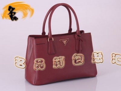 BN1874 Prada����� �¿�ʱ��Ůʿ���а� ʮ���ƽ���ţƤŮ�� ����������� �Ϻ�ɫ