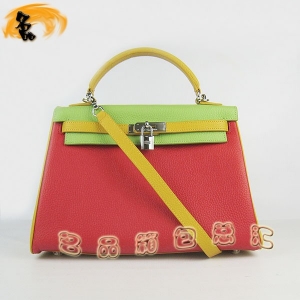 6108 ����� HermesŮ�� ����� ������б��� Hermes Kelly Bag ��ɫ��֦�� ���̻�ɫ����