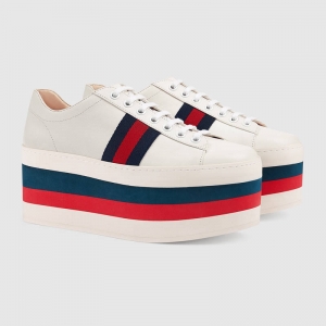 475649 GUCCI ��������Ʒ�ˮ̨ �޶�֯�� Ƥ�� �˶�Ь ��ɫ