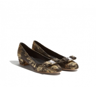 685501 Ferragamo������Ľ VARA ֯�� ����ӡ�� ������߸�Ь �ڽ�