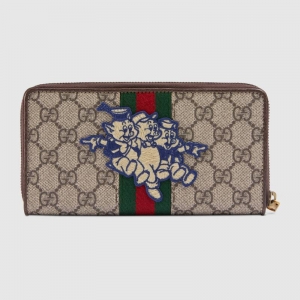 557696 GUCCI GG Supreme�߼����췫�� ��ֻС��ͼ�� ȫ����Ǯ�� ��ľɫ