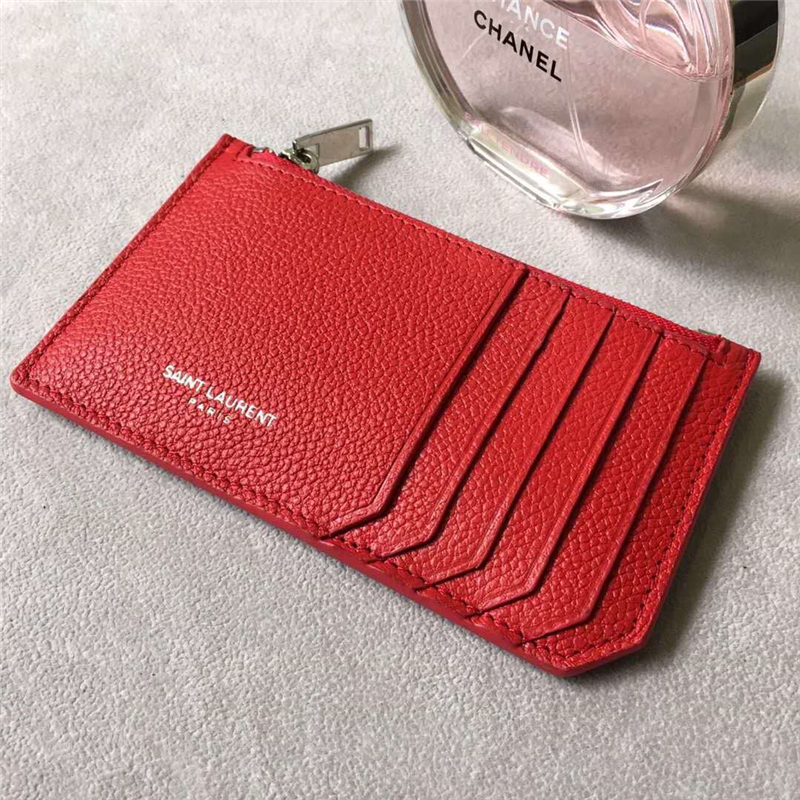 458589 YSL���� SAINT LAURENT ϸ��������Ƥ ʥ������Ǯ�� ��ɫ
