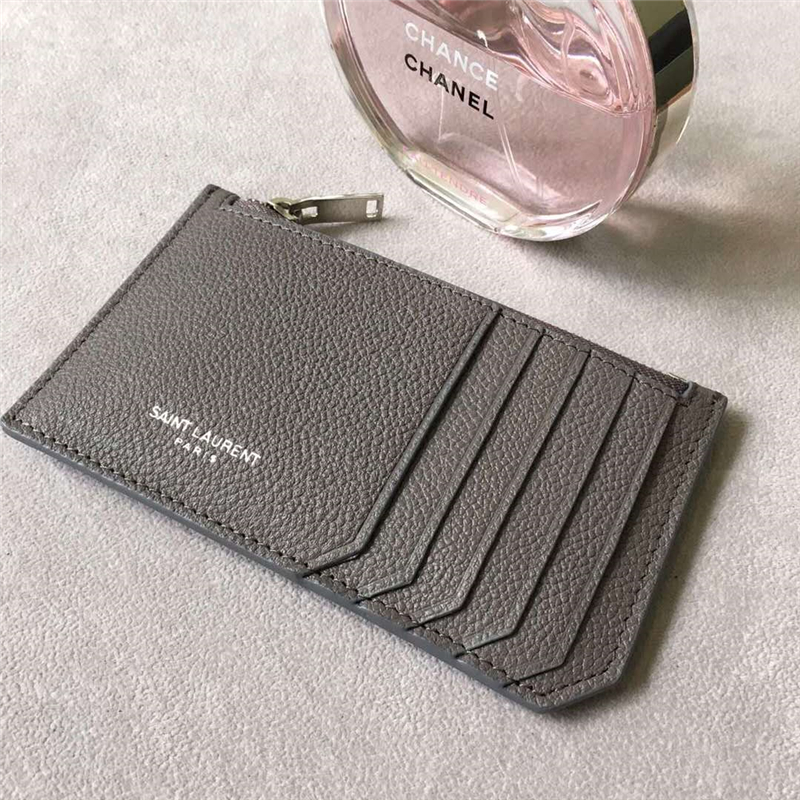 458589 YSL���� SAINT LAURENT ϸ��������Ƥ ʥ������Ǯ�� �Һ�ɫ