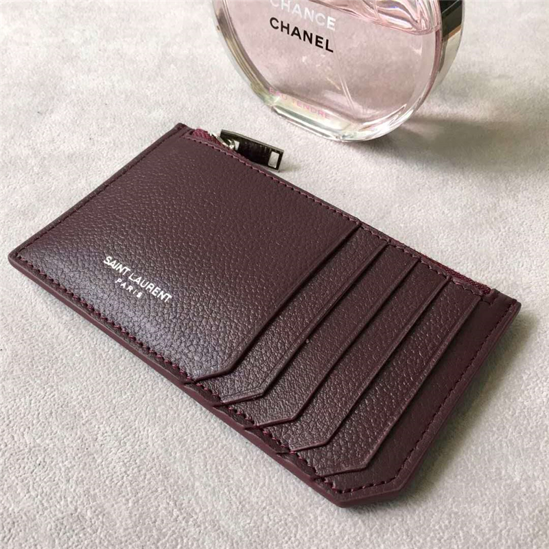458589 YSL���� SAINT LAURENT ϸ��������Ƥ ʥ������Ǯ�� ����ɫ