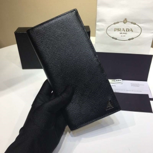 Prada������ Saffiano����ţƤ Prada����˫��Ǯ�� ��ɫ