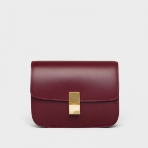 ����Celine boxŮ�� ���ն����� CLASSIC�к��׹�СţƤ�ִ� �ƺ�ɫ