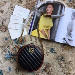 550154 Gucci�ִ� GG Marmont б��笷�Ƥ�� Բ�� Gucci����米�� ��ɫ