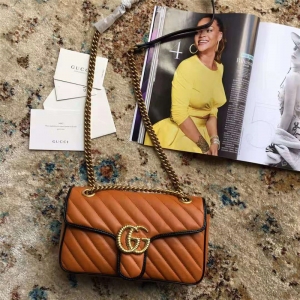 443497 Gucci�ִ� GG Marmont б��笷�Ƥ�� С�� Gucci�米�� ש��ɫ