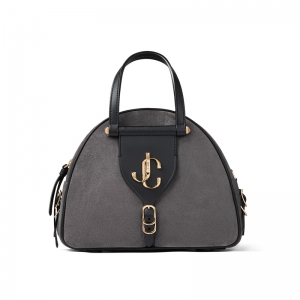Jimmy Choo2019�ﶬϵ�� VARENNE BOWLING/S Ʒ��logoװ��ĺɫ��Ƥƴ��ɫֲ��Ƥ�������