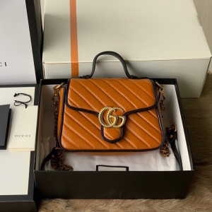 583571 Gucci GG Marmont ϵ����������� б��笷�Ƥ��Ů�� ש��ɫ