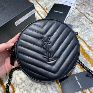 610436 YSLʥ���� VINYLE V����笷�⻬Ƥ��Բ������� ��ɫ�ڿ�