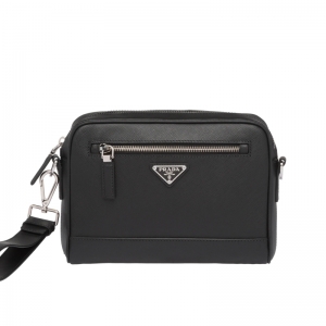 2VH063 Prada Saffiano Ƥ��б��� ��������ʿ�ְ� ��ɫ